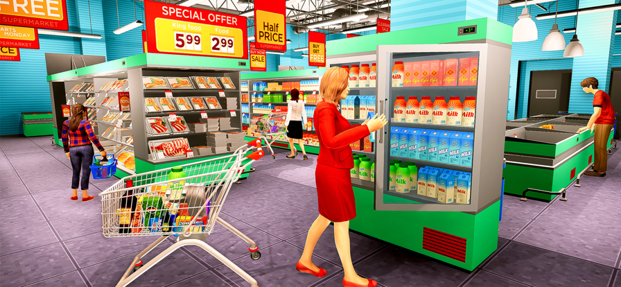 超市购物收银员女孩游戏3D